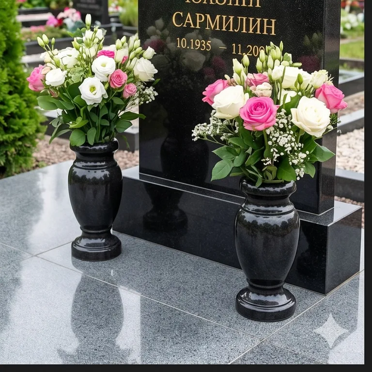 Гранитные вазы для цветов на участке в Саратове