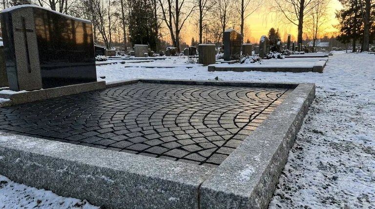 Гранитная брусчатка на могильном участке, образец ПМ005 в Саратове