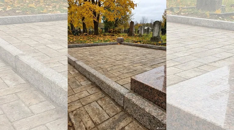 Выполненная работа: семейный участок с брусчаткой и оградой, ПМ009 в Саратове