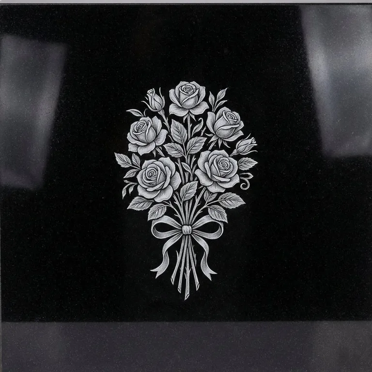 Букет роз — гравировка на памятник в Саратове