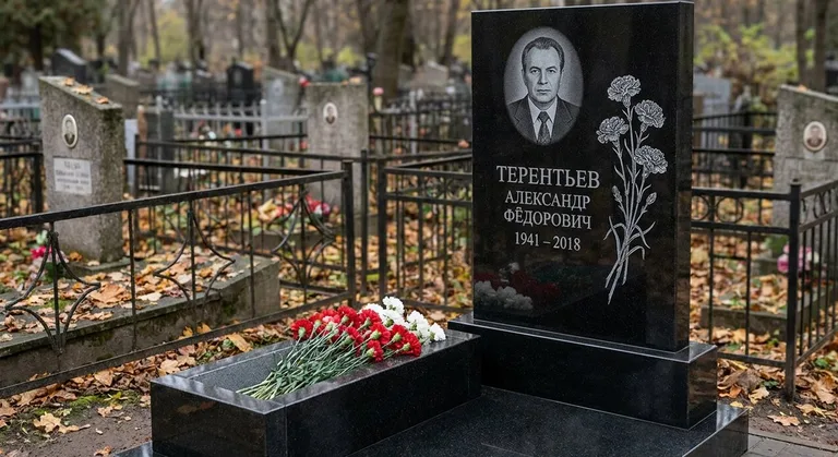 Памятник с гравировкой гвоздик — выполненная работа «Терентьев» в Саратове