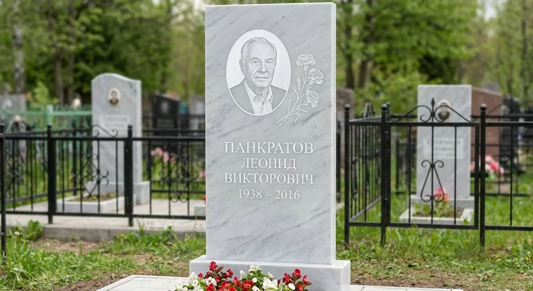 Памятник с гравировкой гвоздик — выполненная работа «Панкратов» в Саратове