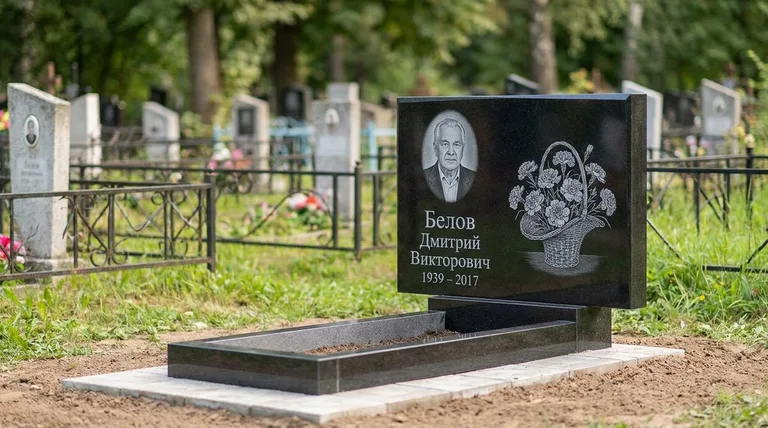 Памятник с гравировкой гвоздик — выполненная работа «Белов» в Саратове