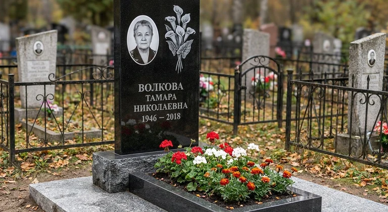 Гравировка калл на памятник в Саратове — пример работы на граните