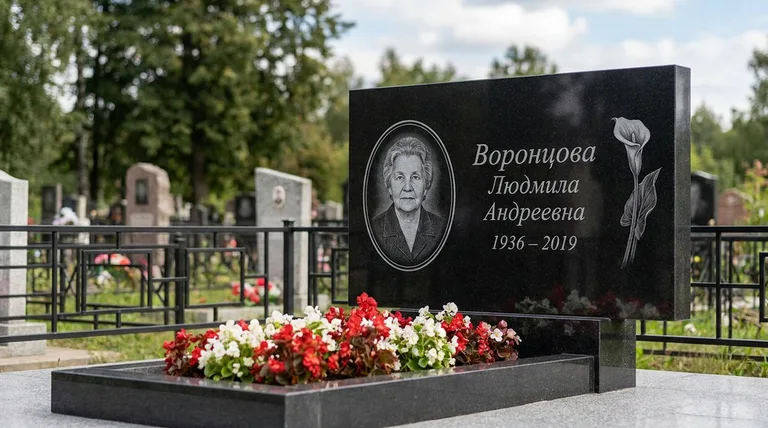 Памятник с гравировкой калл — выполненная работа «Воронцова» в Саратове