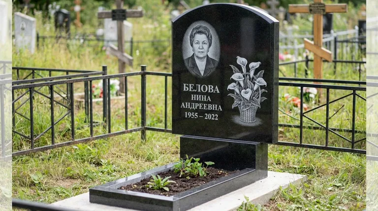 Памятник с гравировкой калл — выполненная работа «Белова» в Саратове