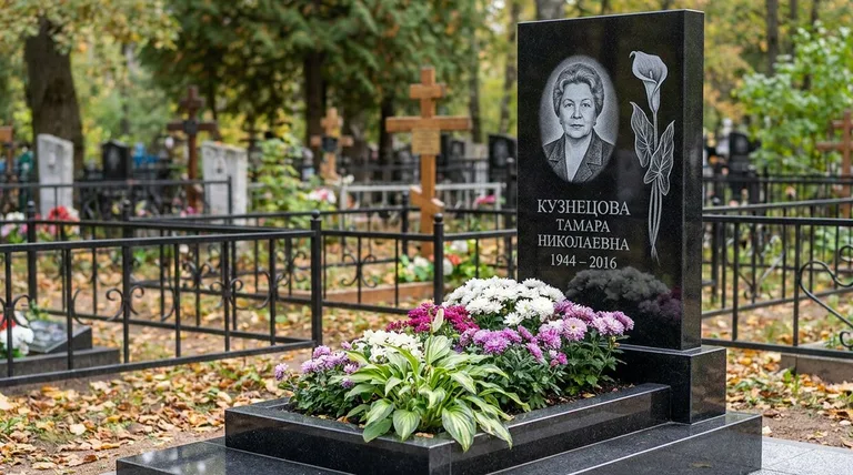 Памятник с гравировкой калл — выполненная работа «Кузнецова» в Саратове