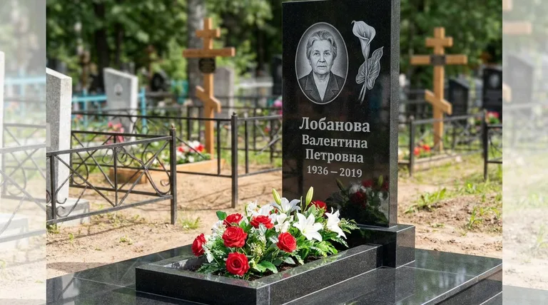Памятник с гравировкой калл — выполненная работа «Лобанова» в Саратове