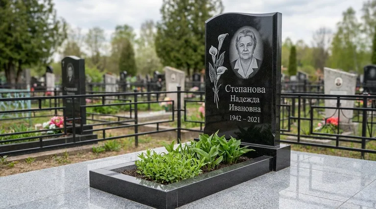 Памятник с гравировкой калл — выполненная работа «Степанова» в Саратове