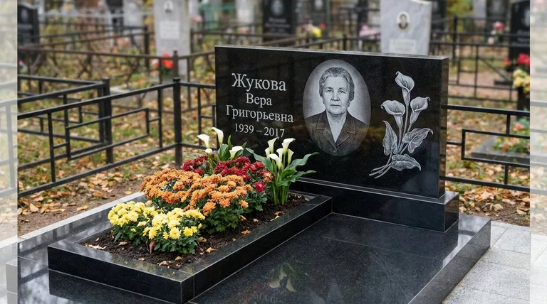 Памятник с гравировкой калл — выполненная работа «Жукова» в Саратове