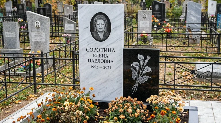 Памятник с гравировкой калл — выполненная работа «Сорокина» в Саратове