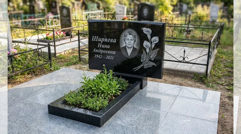 Памятник с гравировкой калл — выполненная работа «Ширяева» в Саратове