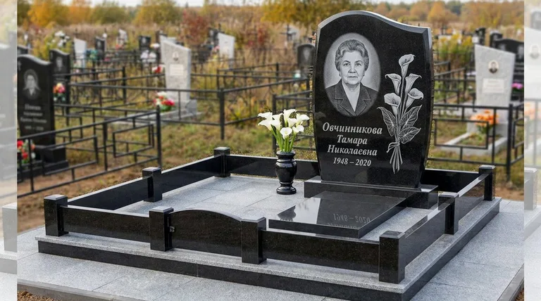 Памятник с гравировкой калл — выполненная работа «Овчинникова» в Саратове