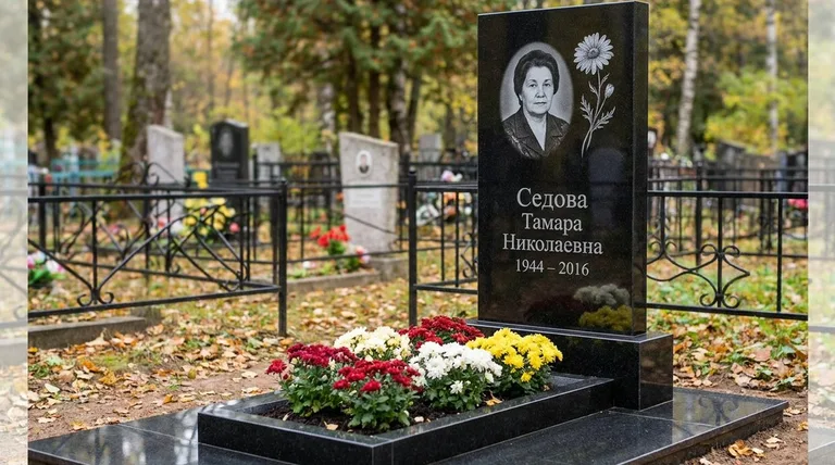 Памятник с гравировкой ромашек — выполненная работа «Седова» в Саратове