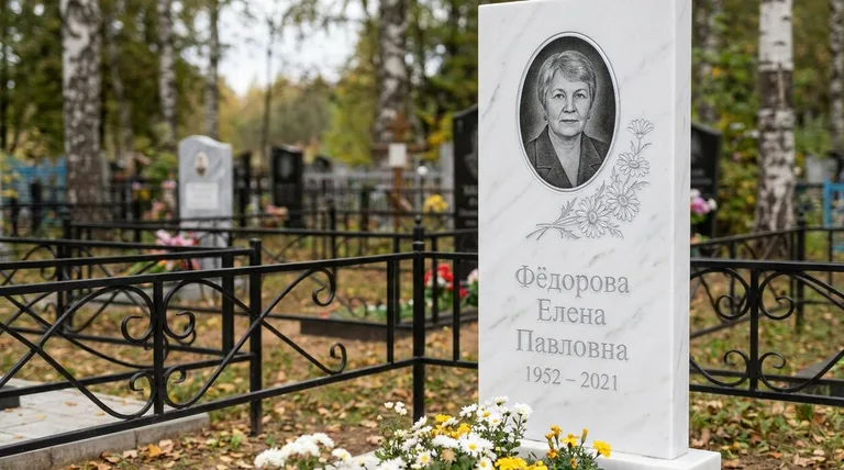 Памятник с гравировкой ромашек — выполненная работа «Фёдорова» в Саратове