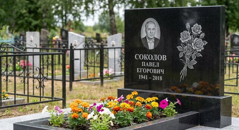 Гравировка роз на памятник в Саратове — пример работы на граните