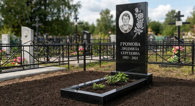Памятник с гравировкой роз — выполненная работа «Громова» в Саратове