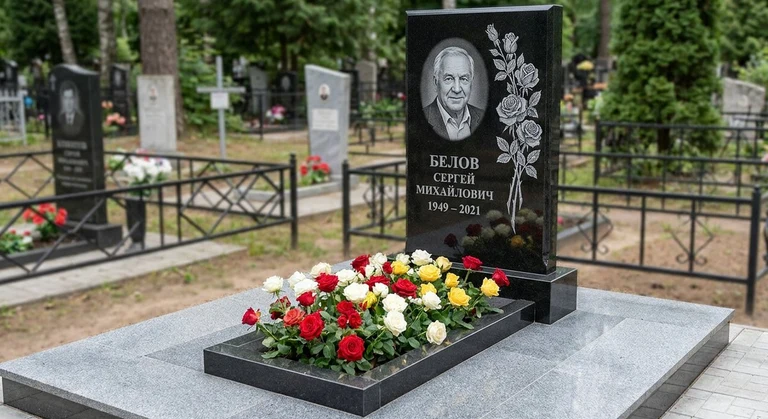 Гравировка цветов на памятник в Саратове — розы на граните