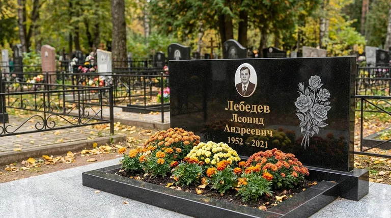 Памятник с гравировкой роз — выполненная работа «Лебедев» в Саратове