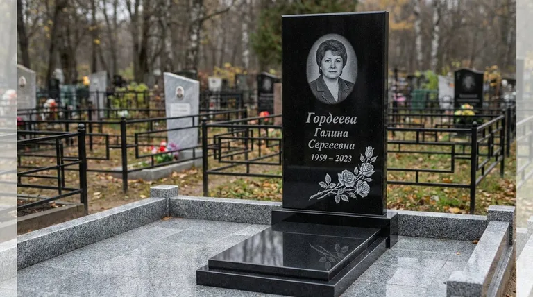 Памятник с гравировкой роз — выполненная работа «Гордеева» в Саратове