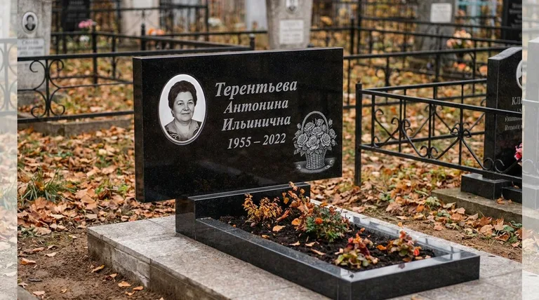 Памятник с гравировкой роз — выполненная работа «Терентьева» в Саратове