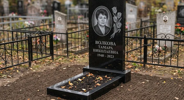 Памятник с гравировкой тюльпанов — выполненная работа «Волкова» в Саратове