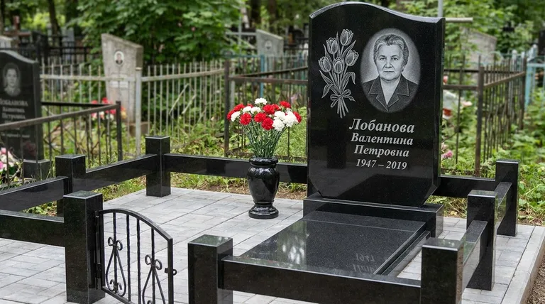 Памятник с гравировкой тюльпанов — выполненная работа «Лобанова» в Саратове