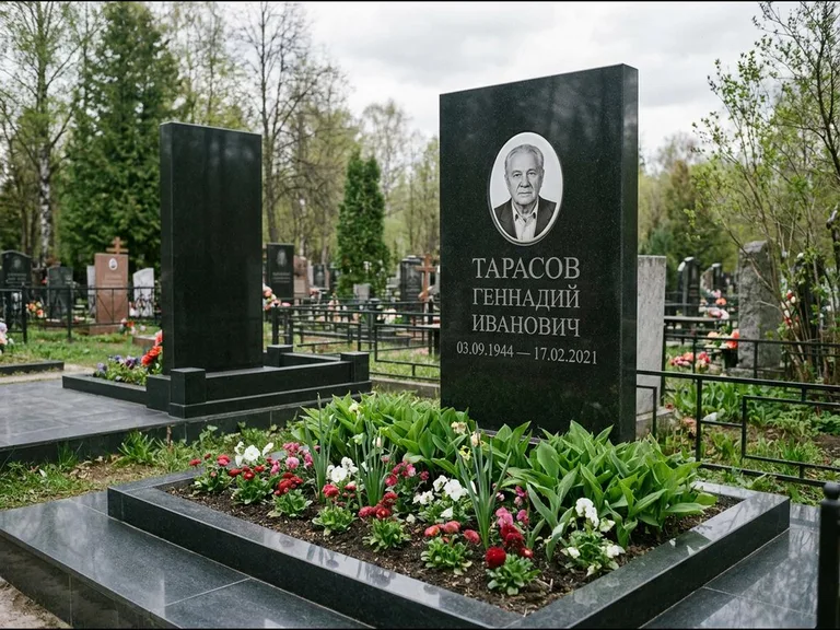 Керамический портрет на габбро-диабазе в Саратове