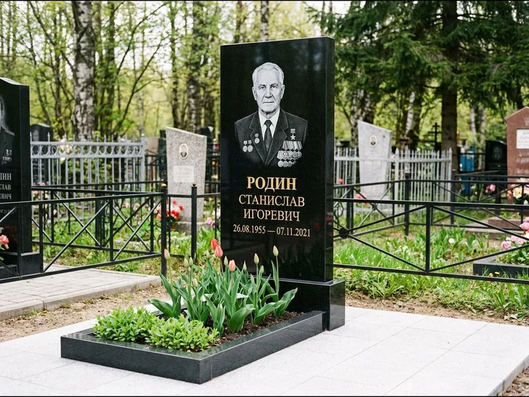 Гравировка портрета на чёрном граните — выполненная работа 21 в Саратове