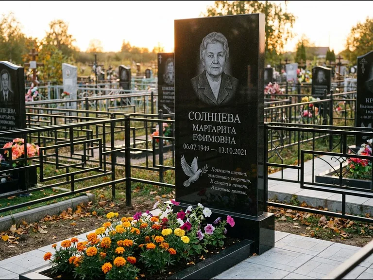 Памятник с гравировкой голубей — гравировка голубя с оливковой ветвью рядом с эпитафией, работа «Солнцева» в Саратове