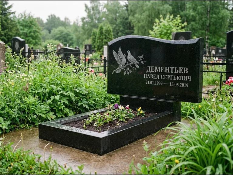 Памятник с гравировкой голубей — гравировка голубей, работа «Дементьев» в Саратове