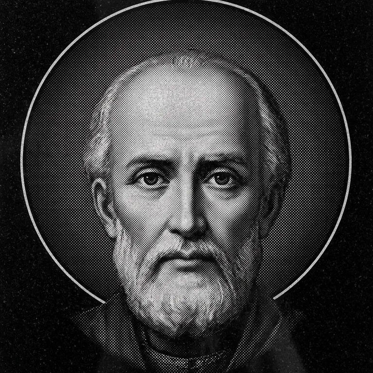 Эскиз иконы: Николай Чудотворец (полутон) — объёмный лик святителя, гравировка на памятник в Саратове