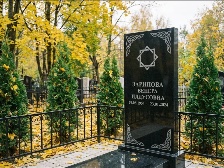 Мусульманский памятник — руб аль-хизб с восточной плетёнкой, работа «Зарипова» в Саратове