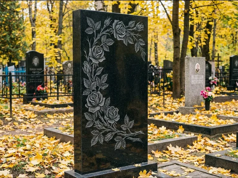 Цветы и орнамент — гравировка с выездом на кладбище в Саратове