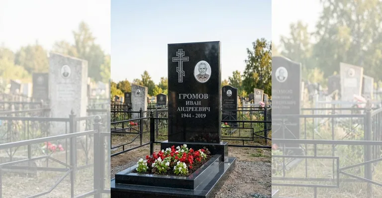 Гранитный памятник с портретом, Памятники мастерской «Мастер Каменев» на кладбищах Саратова
