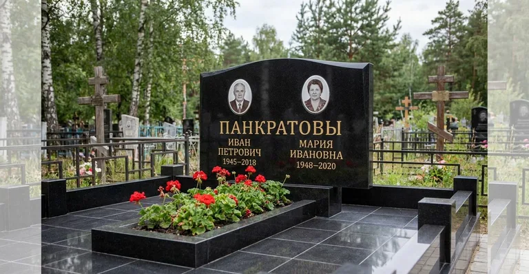 Гранитный памятник с портретом, Примеры памятников, установленных мастерской на кладбищах Саратова