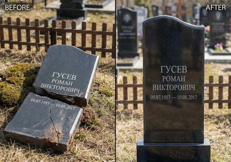 Склейка расколотого памятника: до и после в Саратове