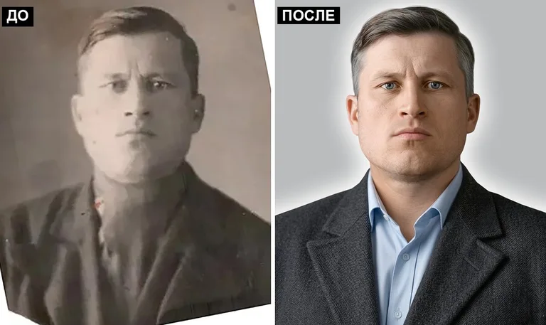 Ретушь фото на памятник — замена одежды: до и после в Саратове