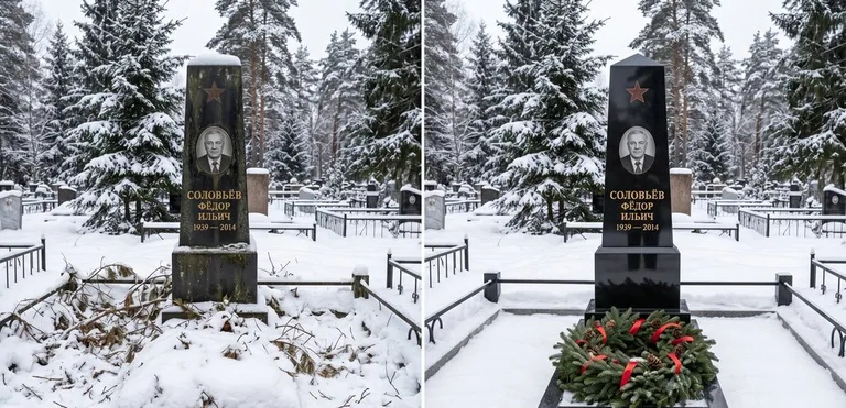 Уборка старого памятника до и после в Саратове