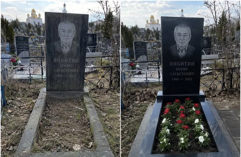 Диптих №3: покраска оградки и прополка цветника с тюльпанами — до и после в Саратове