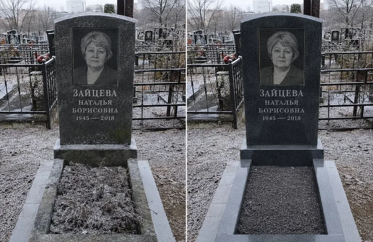 Диптих №10: белый мрамор — убраны жёлтые подтёки, восстановлена белизна стелы в Саратове