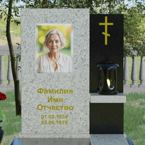 Надгробие православное с крестом вертикальное в Нижневартовске, гранит Мансуровский