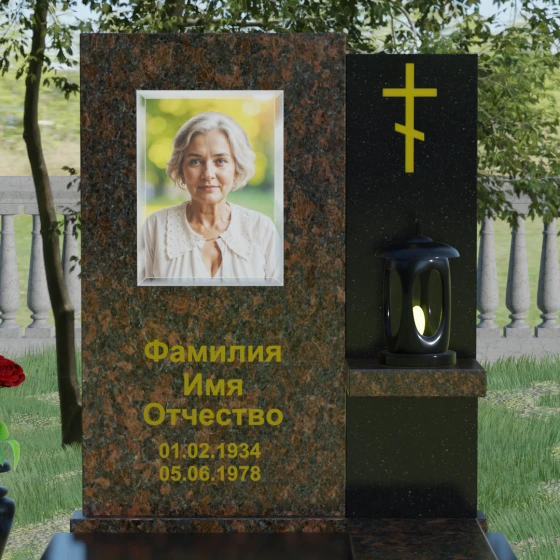 Надгробие православное с крестом вертикальное в Нижневартовске, гранит Дымовский