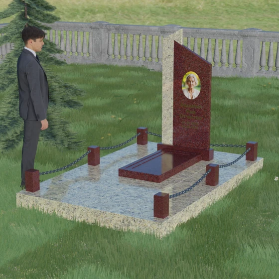 Комбинированный памятник на могилу в Перми, гранит Лезниковский, вид 4