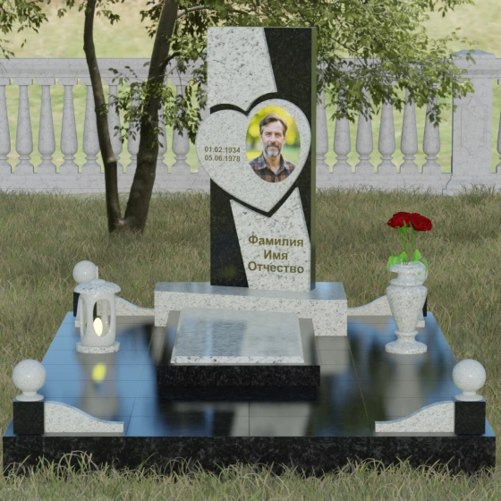 Вертикальный гранитный светский памятник в Перми, гранит Мансуровский, вид 2