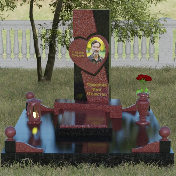 Вертикальный гранитный светский памятник в Перми, гранит Лезниковский, вид 2