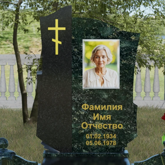 Комбинированный православный памятник в Казани, гранит Балтик грин