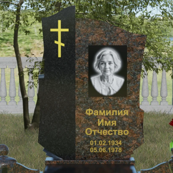 Комбинированный православный памятник в Казани, гранит Дымовский