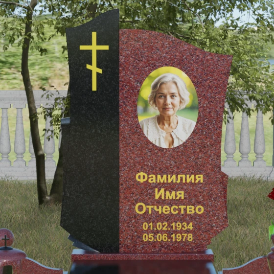 Комбинированный православный памятник в Казани, гранит Лезниковский