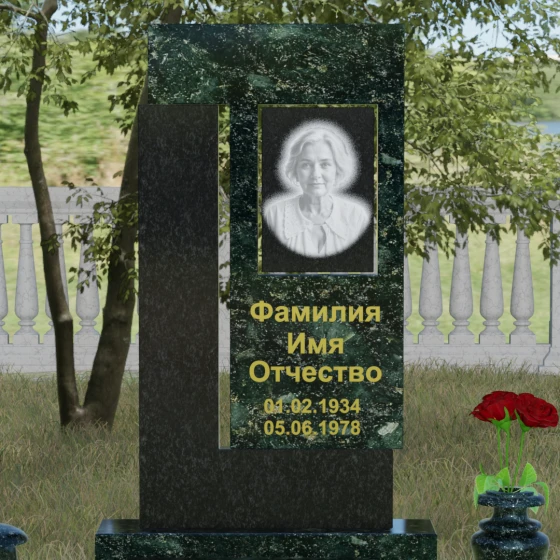 Светский комбинированный памятник в Тольятти, гранит Балтик грин